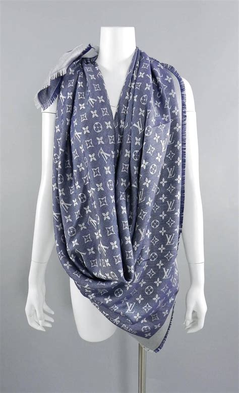 louis vuitton monogram shawl night blue|Louis Vuitton denim scarf.